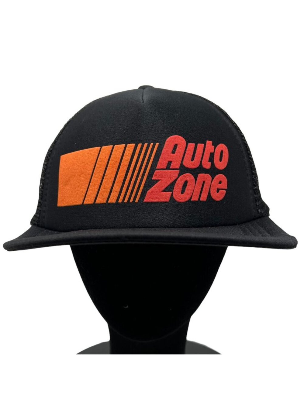 AutoZone Trucker Hat Vintage Snapback Foam Mesh Black Orange Mechanic Racing Cap
